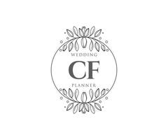 CF Initials letter Wedding monogram logos collection, hand drawn modern minimalistic and floral templates for Invitation cards, Save the Date, elegant identity for restaurant, boutique, cafe in vector