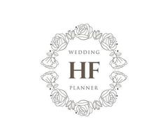 colección de logotipos de monograma de boda con letras iniciales hf, plantillas florales y minimalistas modernas dibujadas a mano para tarjetas de invitación, guardar la fecha, identidad elegante para restaurante, boutique, café en vector