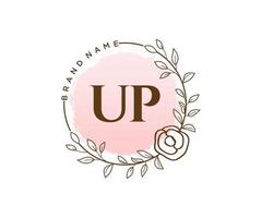 Initial UP feminine logo. Usable for Nature, Salon, Spa, Cosmetic and Beauty Logos. Flat Vector Logo Design Template Element.