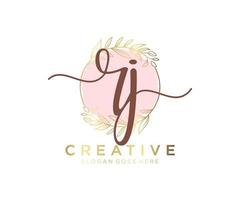 Initial RJ feminine logo. Usable for Nature, Salon, Spa, Cosmetic and Beauty Logos. Flat Vector Logo Design Template Element.