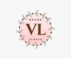 Initial VL feminine logo. Usable for Nature, Salon, Spa, Cosmetic and Beauty Logos. Flat Vector Logo Design Template Element.