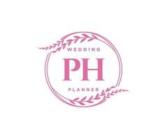 PH Initials letter Wedding monogram logos collection, hand drawn modern minimalistic and floral templates for Invitation cards, Save the Date, elegant identity for restaurant, boutique, cafe in vector