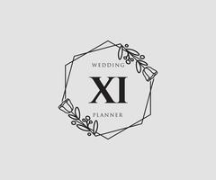 Initial XI feminine logo. Usable for Nature, Salon, Spa, Cosmetic and Beauty Logos. Flat Vector Logo Design Template Element.