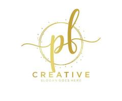 Initial PF feminine logo. Usable for Nature, Salon, Spa, Cosmetic and Beauty Logos. Flat Vector Logo Design Template Element.