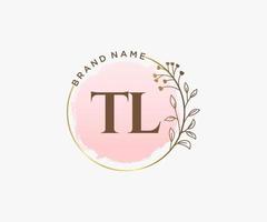 Initial TL feminine logo. Usable for Nature, Salon, Spa, Cosmetic and Beauty Logos. Flat Vector Logo Design Template Element.