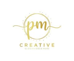 Initial PM feminine logo. Usable for Nature, Salon, Spa, Cosmetic and Beauty Logos. Flat Vector Logo Design Template Element.