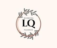 LQ Initials letter Wedding monogram logos collection, hand drawn modern minimalistic and floral templates for Invitation cards, Save the Date, elegant identity for restaurant, boutique, cafe in vector