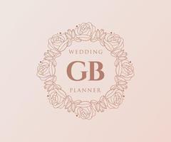 GB Initials letter Wedding monogram logos collection, hand drawn modern minimalistic and floral templates for Invitation cards, Save the Date, elegant identity for restaurant, boutique, cafe in vector