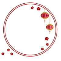 Chinese Frame with Flowers and Lantern png