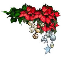 Kerstmis bundel van bloemen en marmeren png