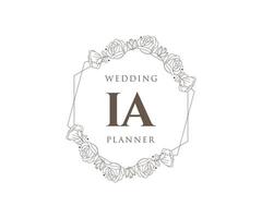 colección de logotipos de monograma de boda con letras iniciales ia, plantillas florales y minimalistas modernas dibujadas a mano para tarjetas de invitación, guardar la fecha, identidad elegante para restaurante, boutique, café en vector