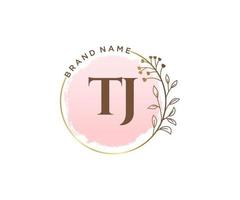 Initial TJ feminine logo. Usable for Nature, Salon, Spa, Cosmetic and Beauty Logos. Flat Vector Logo Design Template Element.