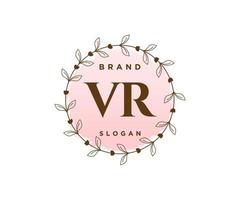 Initial VR feminine logo. Usable for Nature, Salon, Spa, Cosmetic and Beauty Logos. Flat Vector Logo Design Template Element.