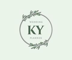 KY Initials letter Wedding monogram logos collection, hand drawn modern minimalistic and floral templates for Invitation cards, Save the Date, elegant identity for restaurant, boutique, cafe in vector