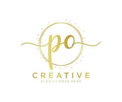 Initial PO feminine logo. Usable for Nature, Salon, Spa, Cosmetic and Beauty Logos. Flat Vector Logo Design Template Element.