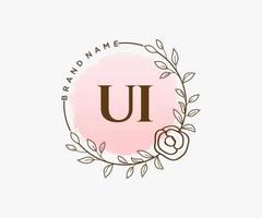 Initial UI feminine logo. Usable for Nature, Salon, Spa, Cosmetic and Beauty Logos. Flat Vector Logo Design Template Element.