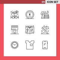 Universal Icon Symbols Group of 9 Modern Outlines of bible paintbrush moon development coding Editable Vector Design Elements