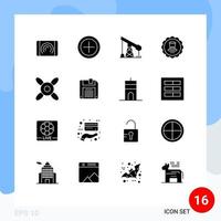 User Interface Pack of 16 Basic Solid Glyphs of floppy cooler industry usa drink Editable Vector Design Elements