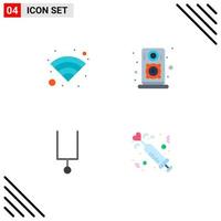 conjunto moderno de 4 iconos planos pictograma de tecnología drogas instrumentos de audio inyección elementos de diseño vectorial editables vector