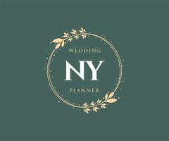 colección de logotipos de monograma de boda con letras iniciales de ny, plantillas florales y minimalistas modernas dibujadas a mano para tarjetas de invitación, guardar la fecha, identidad elegante para restaurante, boutique, café en vector