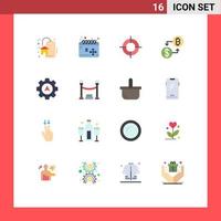 16 iconos creativos signos y símbolos modernos de pago de ubicación de navegación de engranajes paquete editable digital de elementos de diseño de vectores creativos