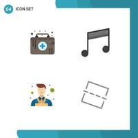 Pack of 4 Modern Flat Icons Signs and Symbols for Web Print Media such as first aid kit painter medical emergency music image Editable Vector Design Elements