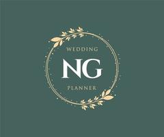 NG Initials letter Wedding monogram logos collection, hand drawn modern minimalistic and floral templates for Invitation cards, Save the Date, elegant identity for restaurant, boutique, cafe in vector