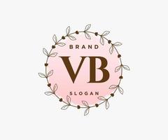 Initial VB feminine logo. Usable for Nature, Salon, Spa, Cosmetic and Beauty Logos. Flat Vector Logo Design Template Element.