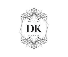 DK Initials letter Wedding monogram logos collection, hand drawn modern minimalistic and floral templates for Invitation cards, Save the Date, elegant identity for restaurant, boutique, cafe in vector