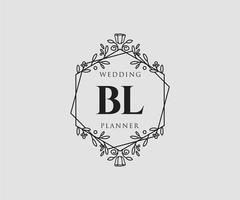 BL Initials letter Wedding monogram logos collection, hand drawn modern minimalistic and floral templates for Invitation cards, Save the Date, elegant identity for restaurant, boutique, cafe in vector