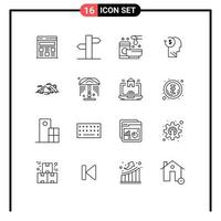 16 Thematic Vector Outlines and Editable Symbols of business employee service costs account Editable Vector Design Elements