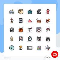 conjunto de 25 iconos modernos de la interfaz de usuario signos de símbolos para elementos de diseño de vectores editables de contaminación de humo de televisión de batería de energía