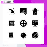 Pack of 9 creative Solid Glyphs of household decoration islamic building greeting decoration Editable Vector Design Elements