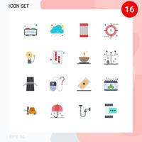 Group of 16 Flat Colors Signs and Symbols for fire alert school alarm optimization Editable Pack of Creative Vector Design Elements