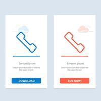 llamada telefónica móvil azul y rojo descargar y comprar ahora plantilla de tarjeta de widget web vector