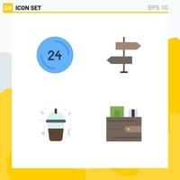 User Interface Pack of 4 Basic Flat Icons of anytime signs contact arrows fast food Editable Vector Design Elements
