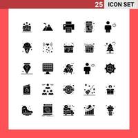 Modern Set of 25 Solid Glyphs and symbols such as human body print avatar shopping Editable Vector Design Elements