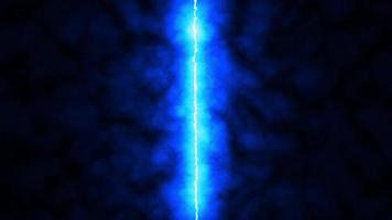Vertical blue laser in a nebula on a black background close-up video