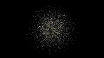 Bewegung von goldenen Mikropartikeln in einem Kreis auf schwarzem Hintergrund in der Mitte des Rahmens video