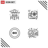 Universal Icon Symbols Group of 4 Modern Filledline Flat Colors of chair bio table computer efficiency Editable Vector Design Elements