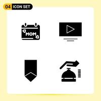 4 Creative Icons for Modern website design and responsive mobile apps 4 Glyph Symbols Signs on White Background 4 Icon Pack Creative Black Icon vector background