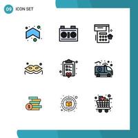 Set of 9 Modern UI Icons Symbols Signs for note board calendar masquerade costume Editable Vector Design Elements