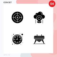 User Interface Pack of 4 Basic Solid Glyphs of audience gps marketing pin time Editable Vector Design Elements