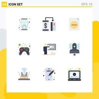 Set of 9 Vector Flat Colors on Grid for presentation game payment controller file Editable Vector Design Elements