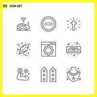 9 Icon Set Simple Line Symbols Outline Sign on White Background for Website Design Mobile Applications and Print Media Creative Black Icon vector background