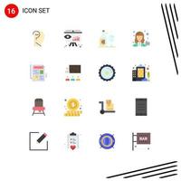 Mobile Interface Flat Color Set of 16 Pictograms of file user bottle profile camera Editable Pack of Creative Vector Design Elements