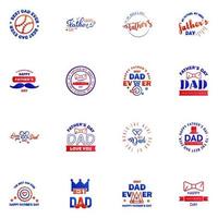 Happy fathers day 16 Blue and red vintage retro type font Illustrator eps10 Editable Vector Design Elements