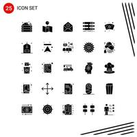 25 Universal Solid Glyphs Set for Web and Mobile Applications cap database delete rack server Editable Vector Design Elements