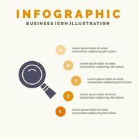 Glass Look Magnifying Search Solid Icon Infographics 5 Steps Presentation Background vector