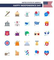 Stock Vector Icon Pack of American Day 25 Flat Signs and Symbols for wisconsin states sweet map drink Editable USA Day Vector Design Elements